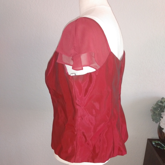 David's Bridal apple red corset short sleeve sz16 - Picture 3 of 7